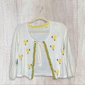 Women’s Anthropologie Chicken Embroidered Knit Cardigan Sz M